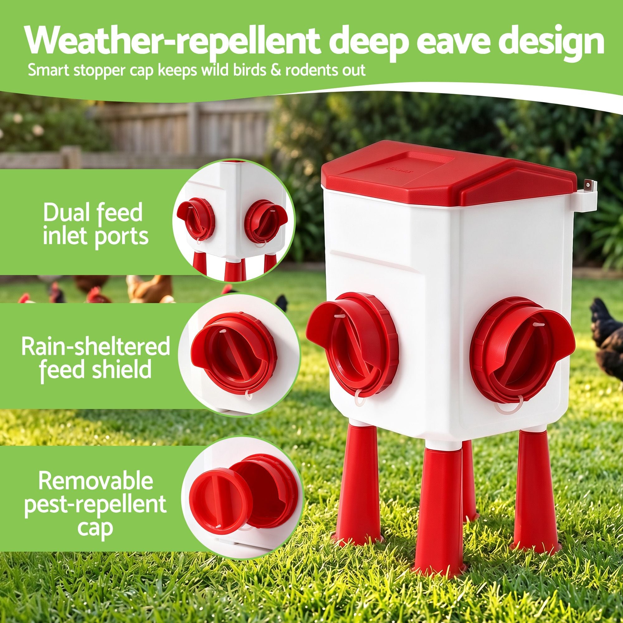 Giantz 8kg Chicken Feeder and 7L Waterer Set Large Capacity Poultry Drinker Kit