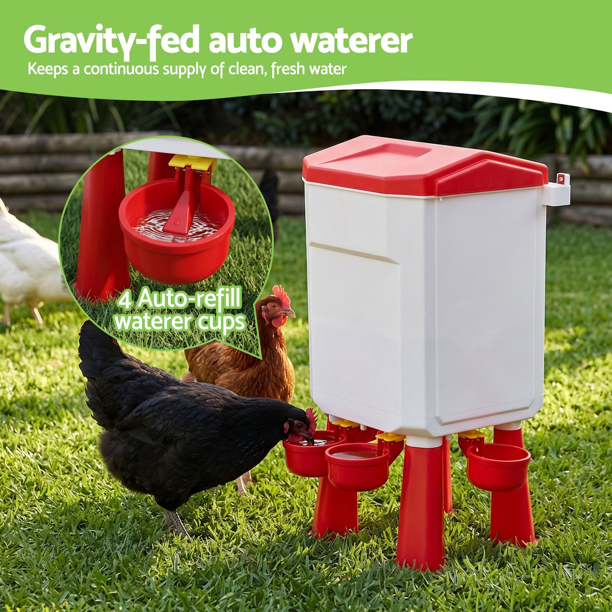 Giantz 8kg Chicken Feeder and 7L Waterer Set Large Capacity Poultry Drinker Kit