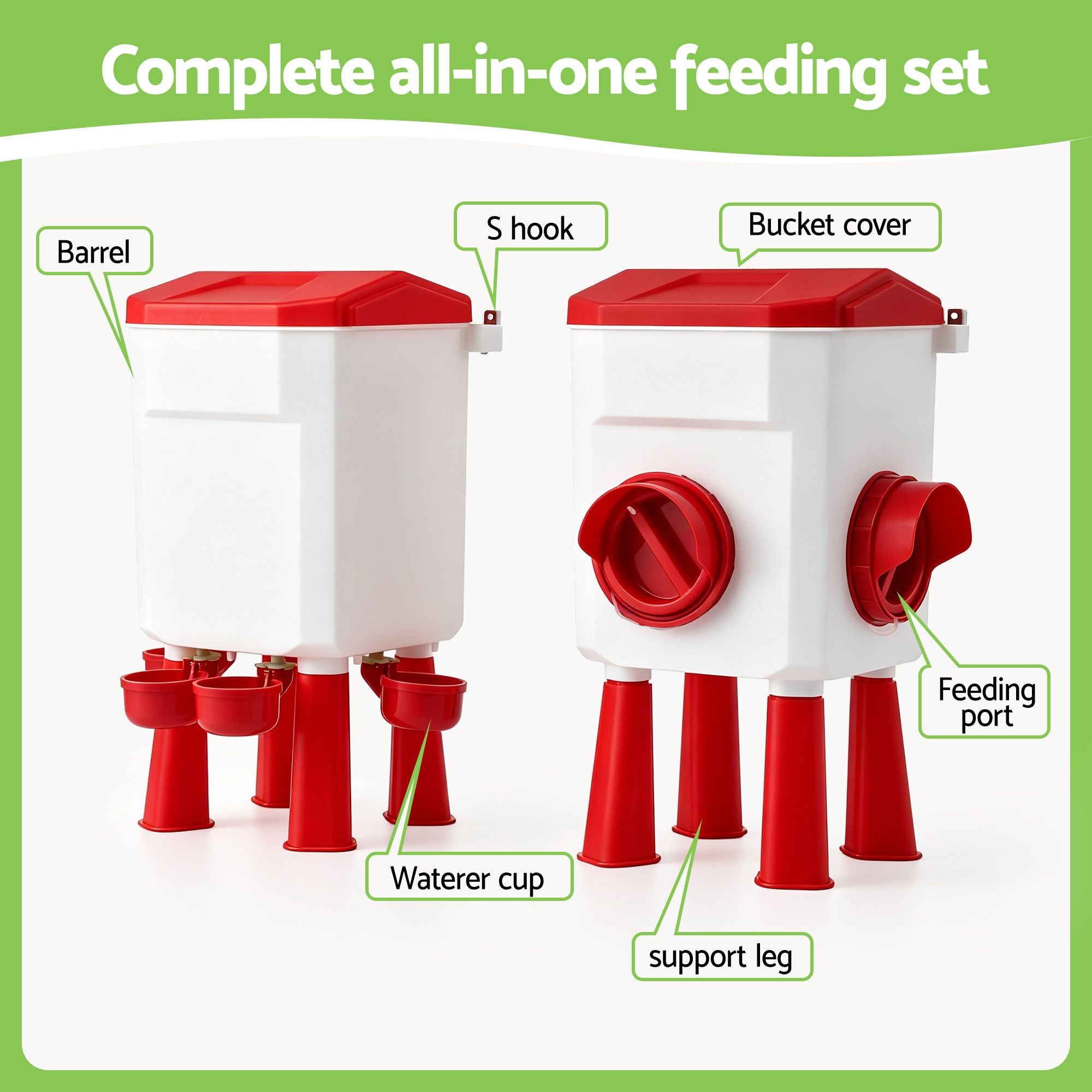 Giantz 8kg Chicken Feeder and 7L Waterer Set Large Capacity Poultry Drinker Kit