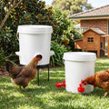 Giantz 20L X2 Chicken Feeder Waterer Set Automatic Poultry Dispenser Metal Stand