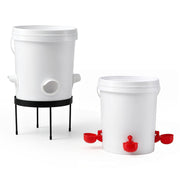 Giantz 20L X2 Chicken Feeder Waterer Set Automatic Poultry Dispenser Metal Stand