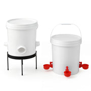 Giantz 20L X2 Chicken Feeder Waterer Set Automatic Poultry Dispenser Metal Stand