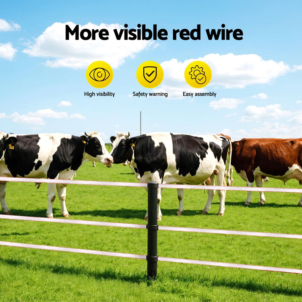 Giantz Electric Fence Tape Polytape 400M Electric Fence Wire Red White FIK-TAPE-400M-13S