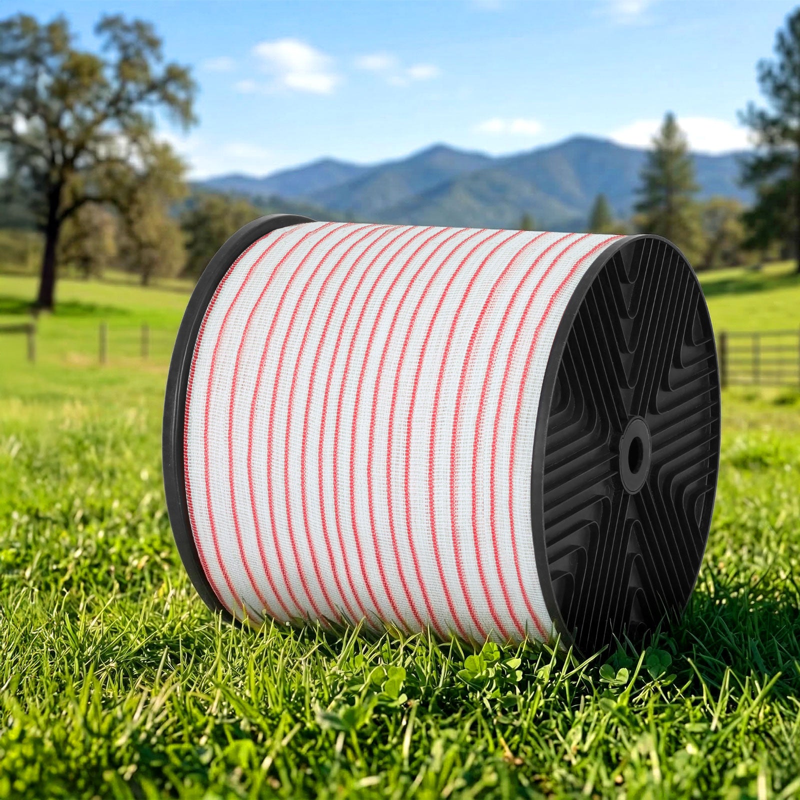 Giantz Electric Fence Tape Polytape 400M Electric Fence Wire Red White FIK-TAPE-400M-13S