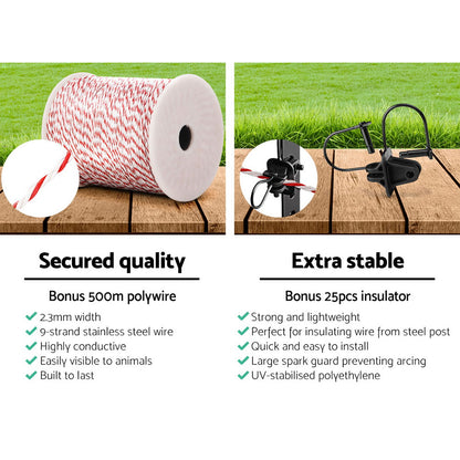 Giantz Electric Fence Poly Wire 500M Insulator FIK-WIRE-LOCK-500M