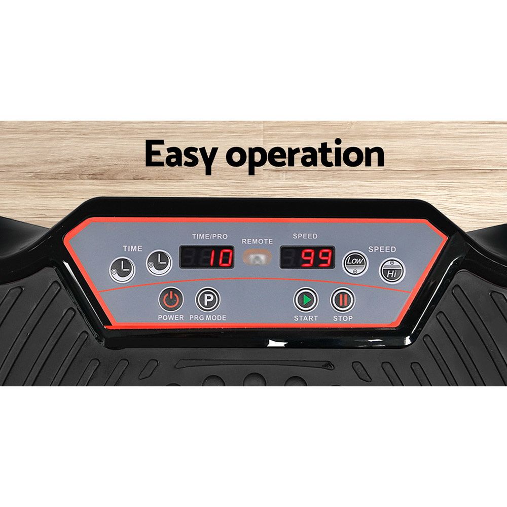 Everfit Vibration Machine Platform Vibrator Resistance Rope Home Fitness Black FIT-H-VP-ROUND-BK