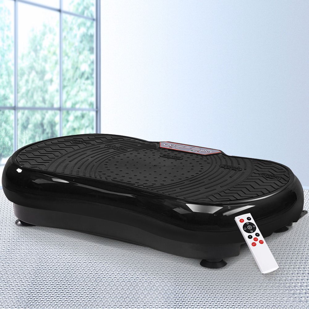 Everfit Vibration Machine Platform Vibrator Resistance Rope Home Fitness Black FIT-H-VP-ROUND-BK