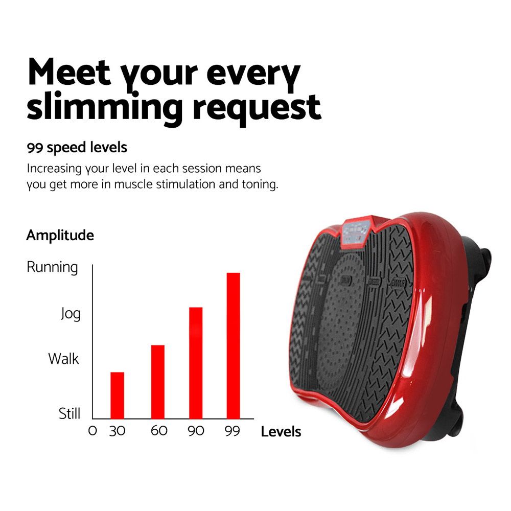Everfit Vibration Machine Platform Resistance Rope Home Fitness Dark Red FIT-H-VP-ROUND-RDDP