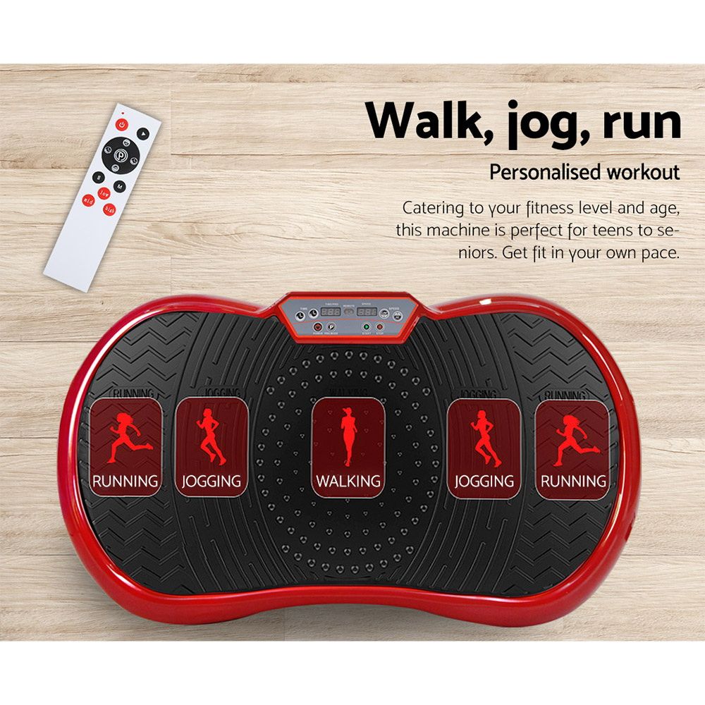 Everfit Vibration Machine Platform Resistance Rope Home Fitness Dark Red FIT-H-VP-ROUND-RDDP