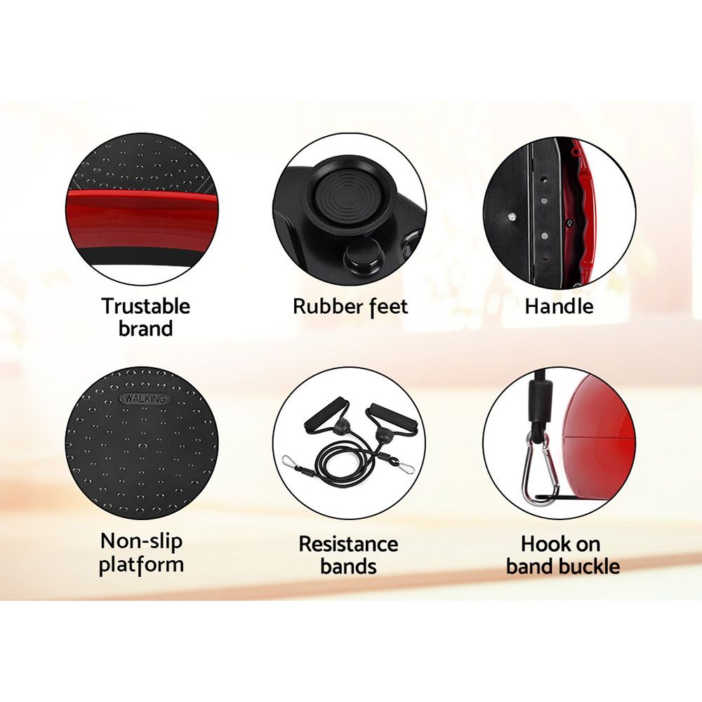 Everfit Vibration Machine Platform Resistance Rope Home Fitness Dark Red FIT-H-VP-ROUND-RDDP