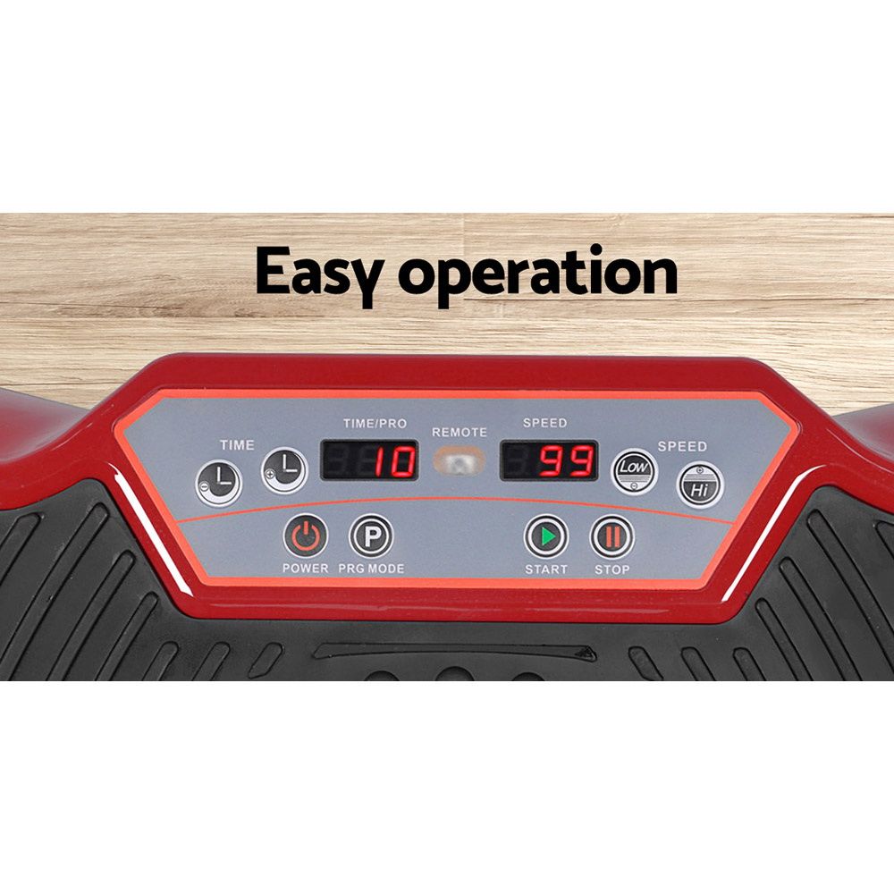 Everfit Vibration Machine Platform Resistance Rope Home Fitness Dark Red FIT-H-VP-ROUND-RDDP
