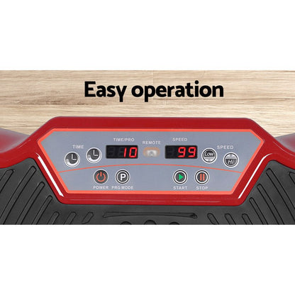 Everfit Vibration Machine Platform Resistance Rope Home Fitness Dark Red FIT-H-VP-ROUND-RDDP