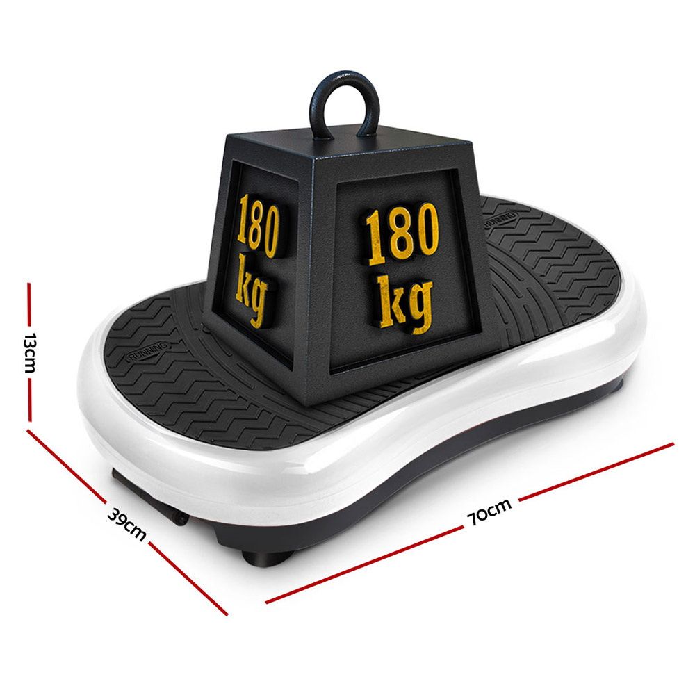 Everfit Vibration Machine Platform Vibrator Resistance Rope Home Fitness White FIT-H-VP-ROUND-WH