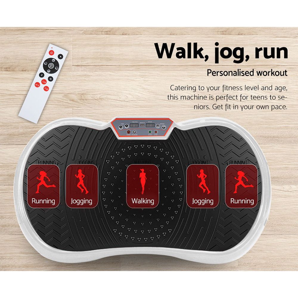 Everfit Vibration Machine Platform Vibrator Resistance Rope Home Fitness White FIT-H-VP-ROUND-WH
