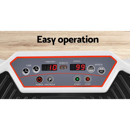 Everfit Vibration Machine Platform Vibrator Resistance Rope Home Fitness White FIT-H-VP-ROUND-WH