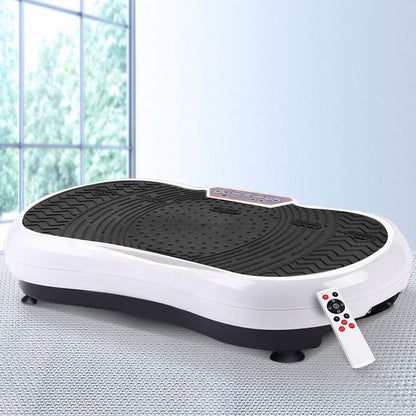 Everfit Vibration Machine Platform Vibrator Resistance Rope Home Fitness White FIT-H-VP-ROUND-WH