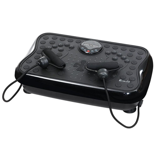 Everfit Vibration Machine Platform Vibrator With Resistance Rope Home Gym Black FIT-H-VP-S-BK