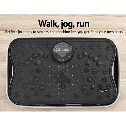 Everfit Vibration Machine Platform Vibrator With Resistance Rope Home Gym Black FIT-H-VP-S-BK