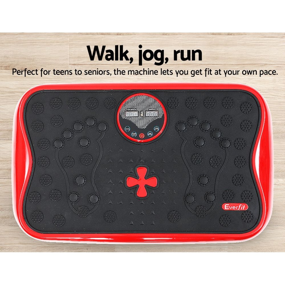 Everfit Vibration Machine Platform Vibrator with Resistance Rope Home Gym Red FIT-H-VP-S-RD