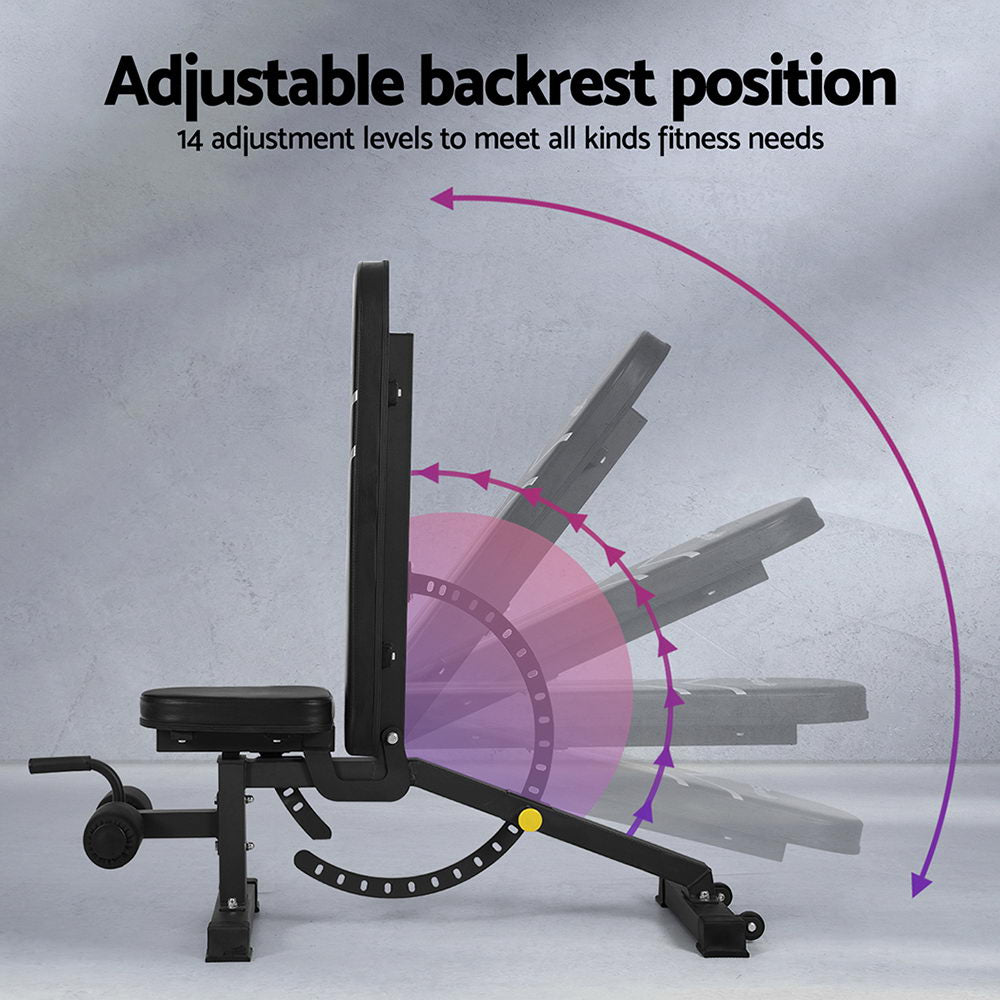Everfit Weight Bench Adjustable FID Bench Press Home Gym 450kg Capacity FIT-I-BENCH-FID-BK