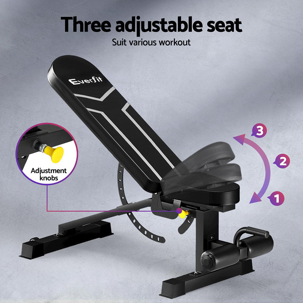 Everfit Weight Bench Adjustable FID Bench Press Home Gym 450kg Capacity FIT-I-BENCH-FID-BK