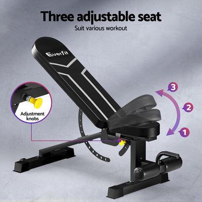 Everfit Weight Bench Adjustable FID Bench Press Home Gym 450kg Capacity FIT-I-BENCH-FID-BK