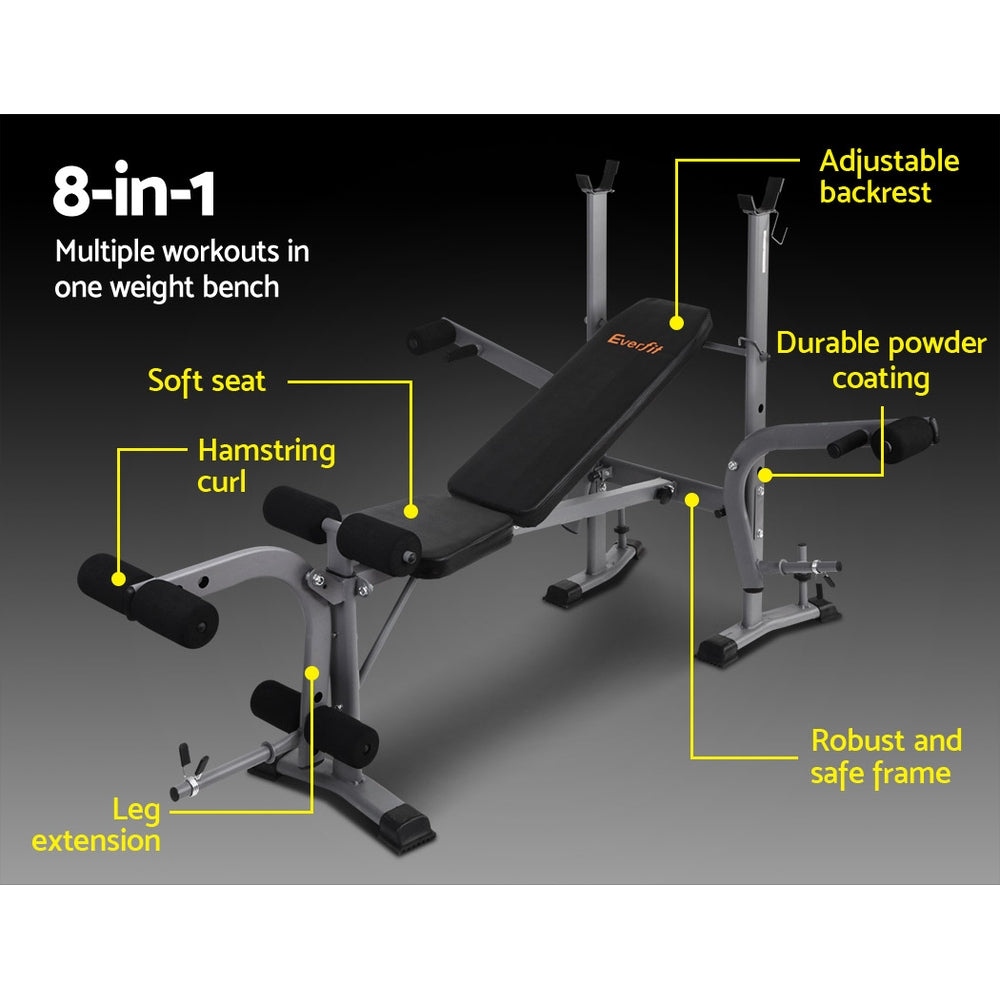 Everfit Weight Bench 8 in 1 Bench Press Adjustable Home Gym Station 200kg FIT-I-BENCH-M