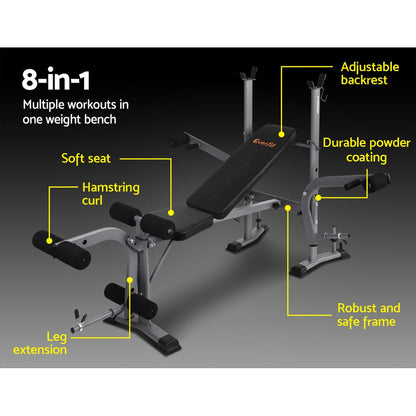 Everfit Weight Bench 8 in 1 Bench Press Adjustable Home Gym Station 200kg FIT-I-BENCH-M