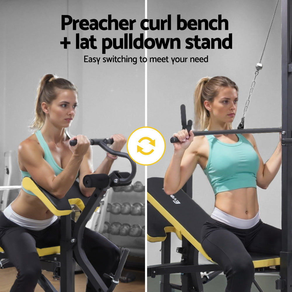 Everfit Weight Bench 14in1 Press Multi-Station Fitness Home Gym Equipment FIT-I-BENCH-YE-AB