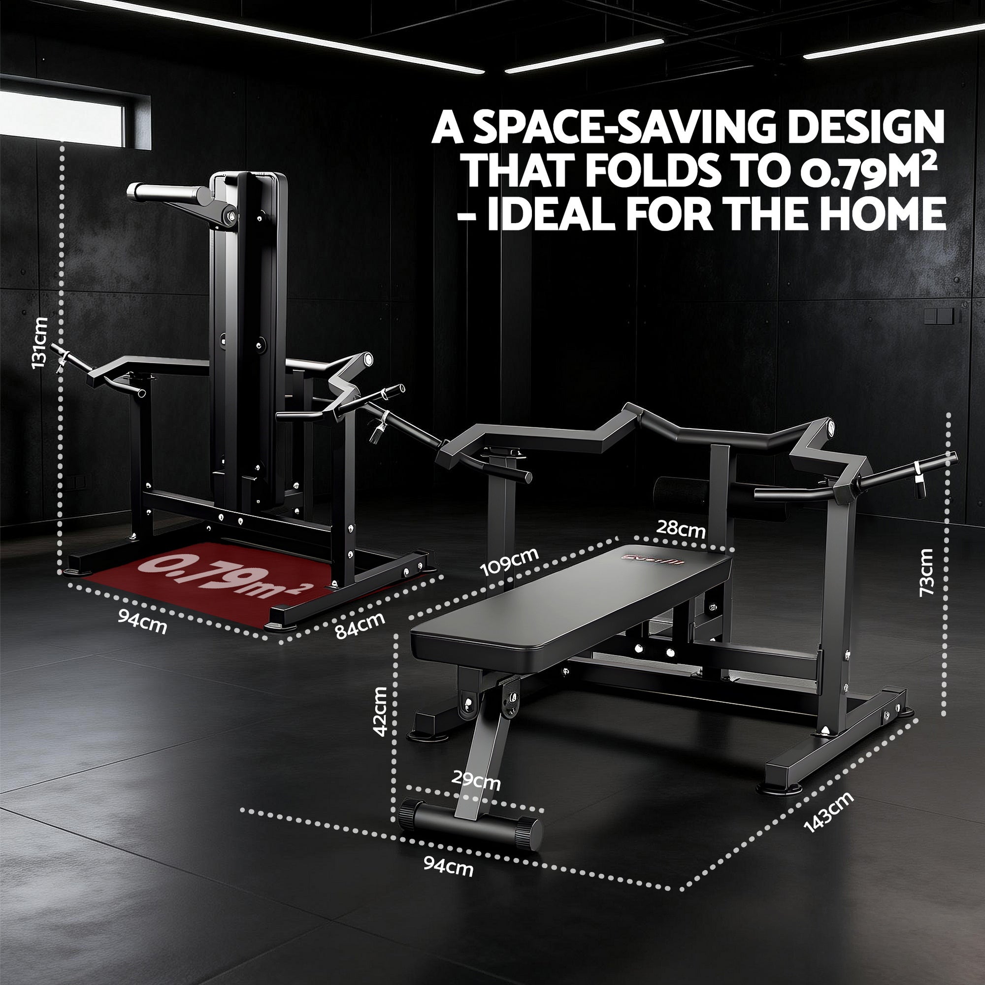 Everfit Chest Press Machine Home Gym Equipment Folding Workout Bench with Independent Arms Black FIT-I-CHEST-BK