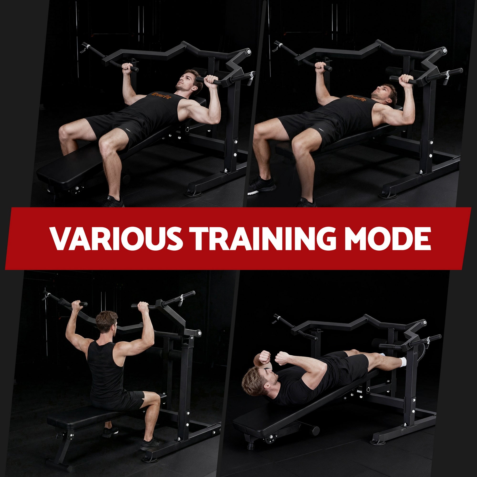 Everfit Chest Press Machine Home Gym Equipment Folding Workout Bench with Independent Arms Black FIT-I-CHEST-BK
