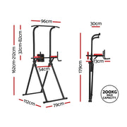 Everfit Chin Up Tower Pull Up Station Adjustable Dip Station Folding Home Gym Black FIT-I-CHINUP-FOLD