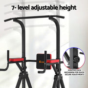 Everfit Chin Up Tower Pull Up Station Adjustable Dip Station Folding Home Gym Black FIT-I-CHINUP-FOLD