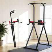 Everfit Chin Up Tower Pull Up Station Adjustable Dip Station Folding Home Gym Black FIT-I-CHINUP-FOLD