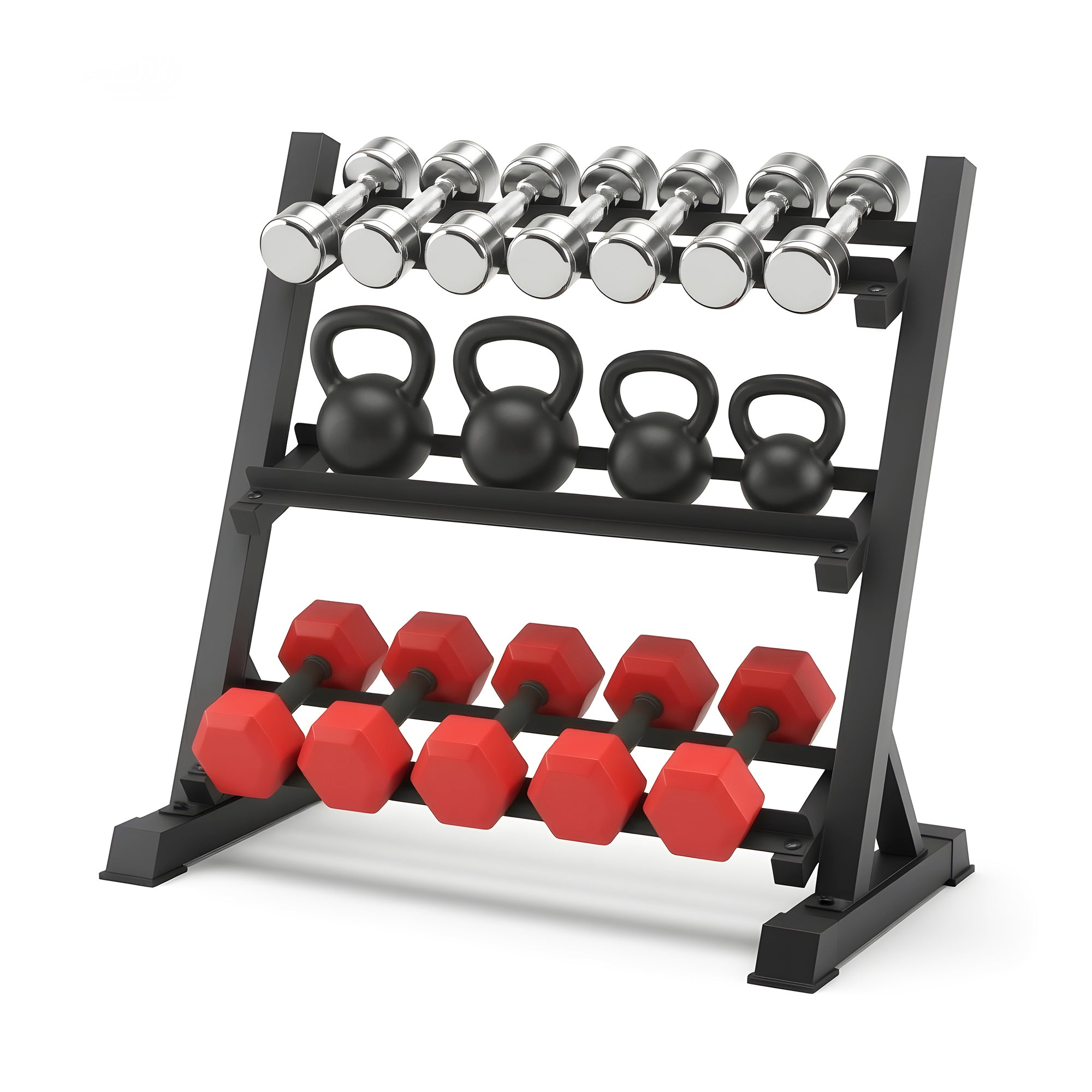 Everfit Dumbbell Rack 3-Tier Heavy Duty Weight Storage for Home Gym 300kg Capacity Black FIT-I-RACK-3L