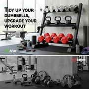 Everfit Dumbbell Rack 3-Tier Heavy Duty Weight Storage for Home Gym 300kg Capacity Black FIT-I-RACK-3L