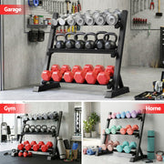 Everfit Dumbbell Rack 3-Tier Heavy Duty Weight Storage for Home Gym 300kg Capacity Black FIT-I-RACK-3L