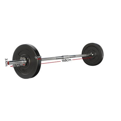 Everfit 18kg Barbell Set Weight Plates Bar Lifting Bench 168cm FIT-K-BB-SET-10KG