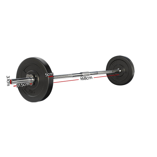 Everfit 18kg Barbell Set Weight Plates Bar Lifting Bench 168cm FIT-K-BB-SET-10KG