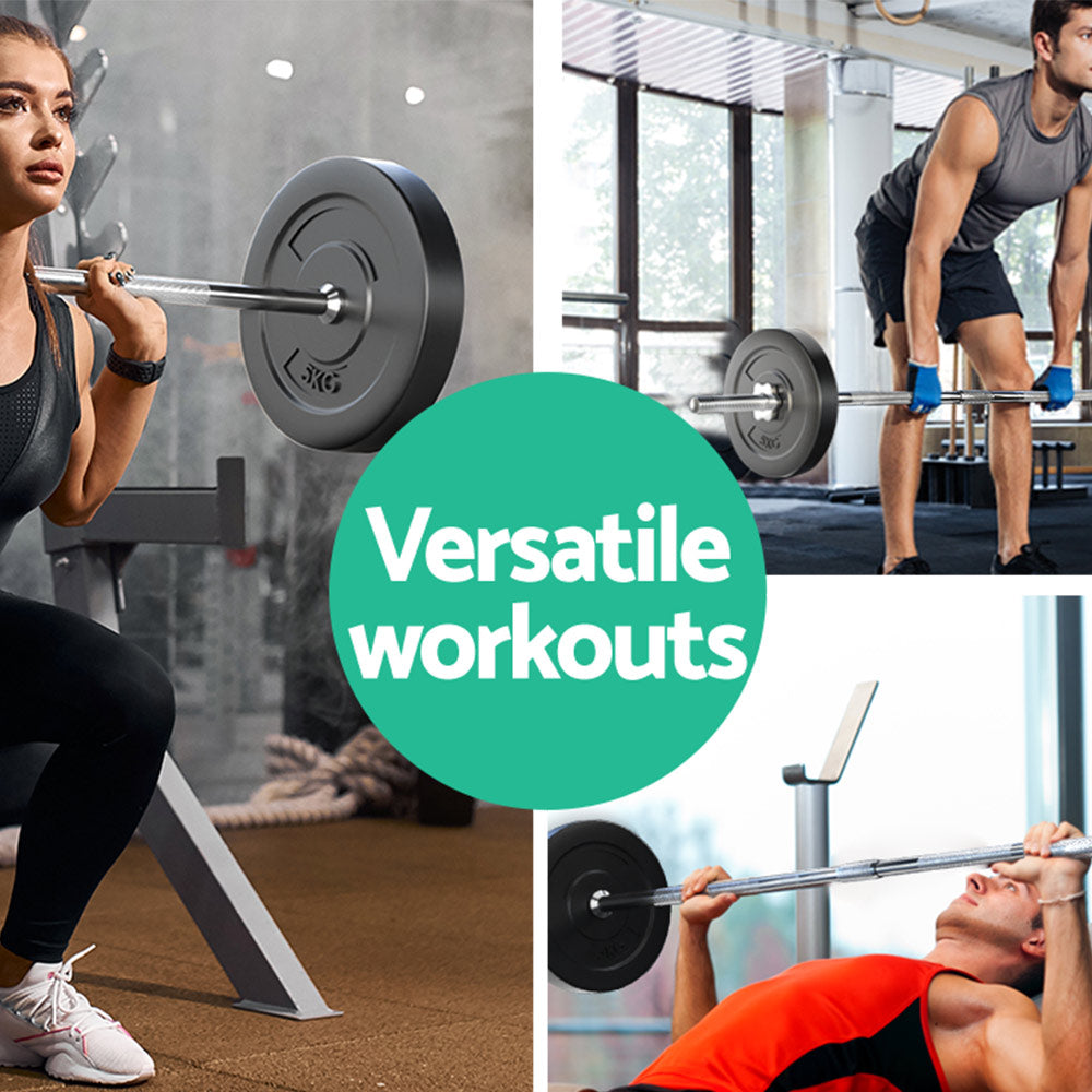 Everfit 18kg Barbell Set Weight Plates Bar Lifting Bench 168cm FIT-K-BB-SET-10KG