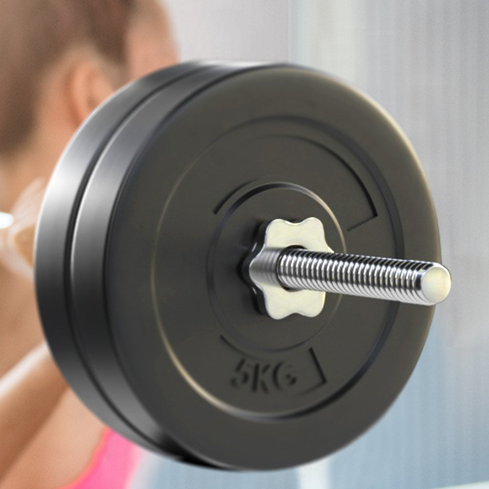 Everfit 28kg Barbell Set Weight Plates Bar Lifting Bench 168cm FIT-K-BB-SET-20KG