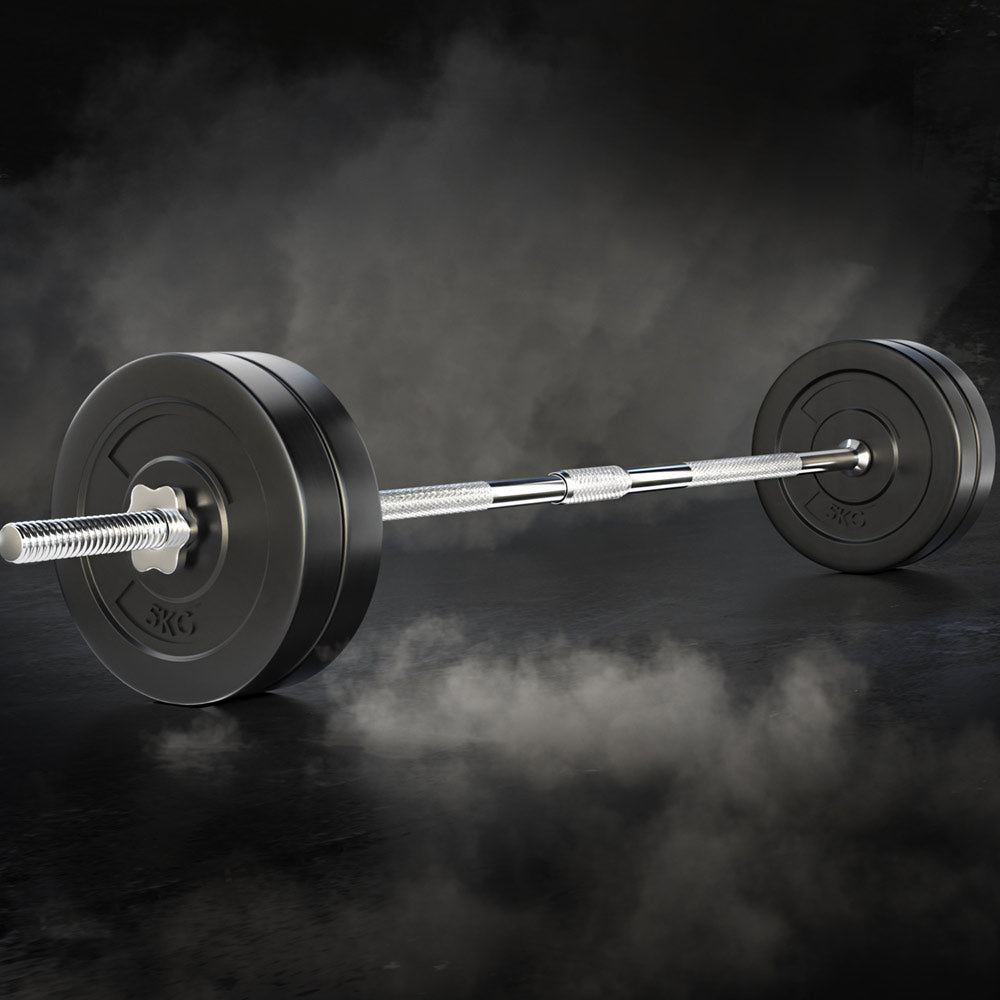 Everfit 28kg Barbell Set Weight Plates Bar Lifting Bench 168cm FIT-K-BB-SET-20KG