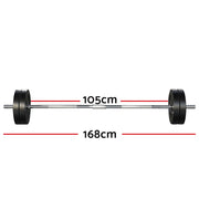 Everfit 48kg Barbell Set Weight Plates Bar Lifting Bench 168cm FIT-K-BB-SET-40KG