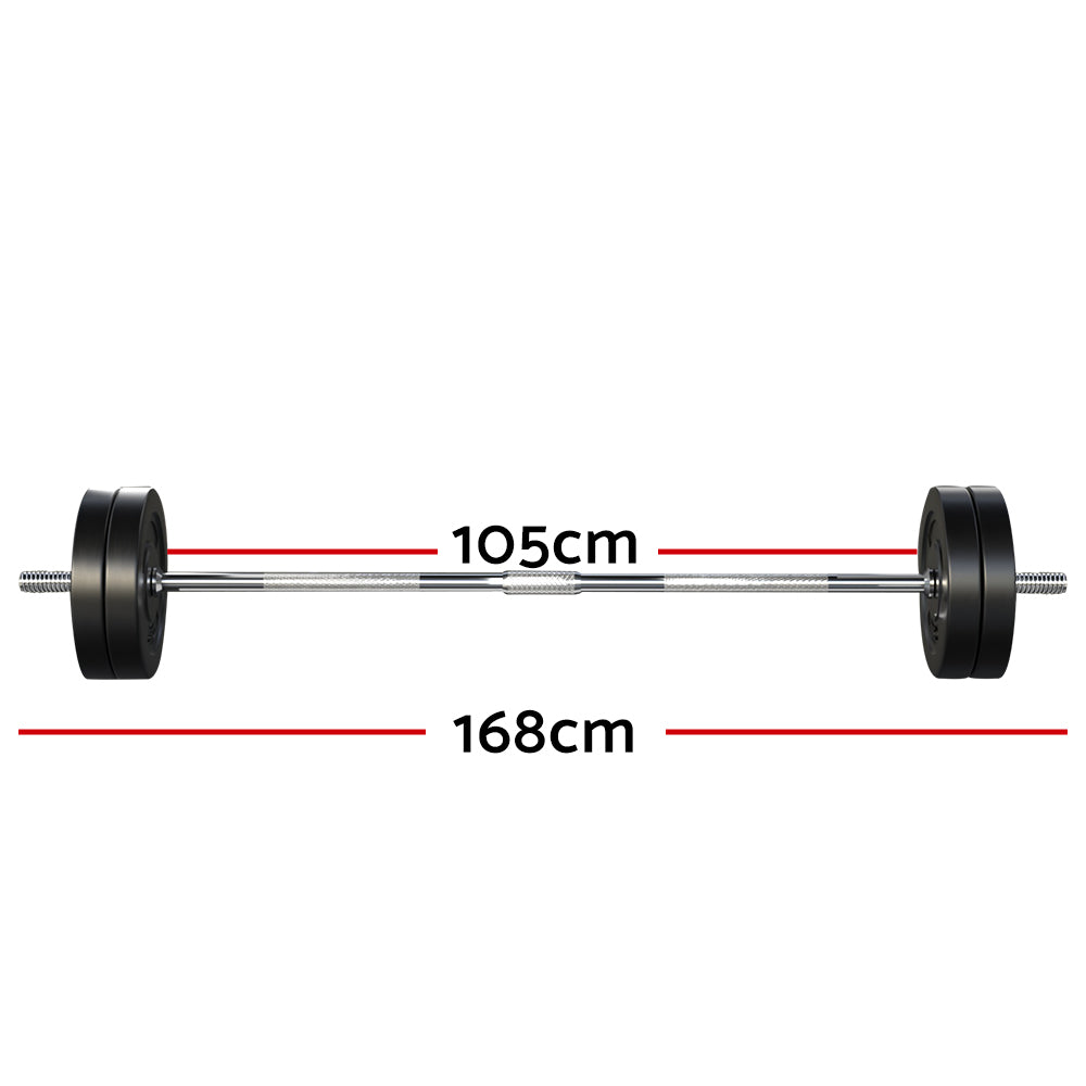 Everfit 48kg Barbell Set Weight Plates Bar Lifting Bench 168cm FIT-K-BB-SET-40KG