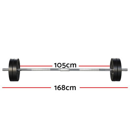 Everfit 48kg Barbell Set Weight Plates Bar Lifting Bench 168cm FIT-K-BB-SET-40KG
