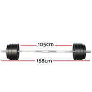 Everfit 78kg Barbell Set Weight Plates Bar Lifting Bench 168cm FIT-K-BB-SET-70KG