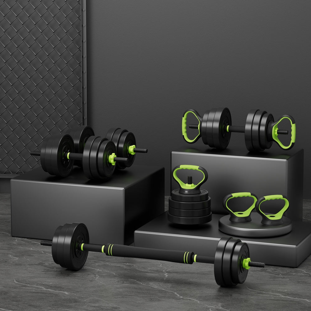 Everfit 25kg Adjustable Dumbbells Set Kettle Bell Weight Plates Barbells Gym FIT-K-DB-25KG