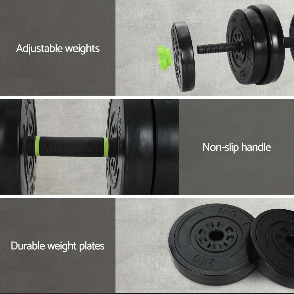 Everfit 25kg Adjustable Dumbbells Set Kettle Bell Weight Plates Barbells Gym FIT-K-DB-25KG