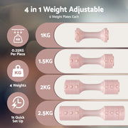 Everfit 2x2.5kg Adjustable Dumbbell Set Weights Set 4-in-1 Home Gym Workout Strength Training FIT-K-DB-5KG