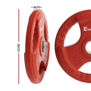 Everfit Weight Plates Olympic 15kg Dumbbell Barbell Plate Weight Lifting Home Gym Red FIT-K-DB-PL-15KG-RD